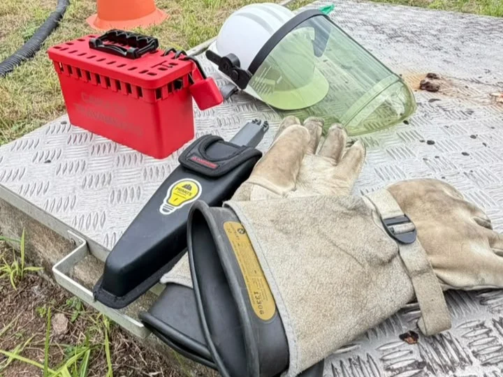 Equipamentos de segurança utilizados na execução de manutenção de subestação e ensaios elétricos em Salvador.